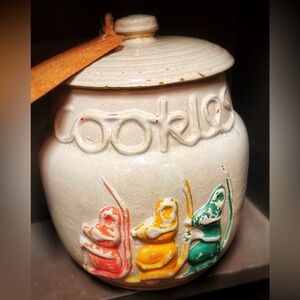 Vintage 1940’s Stoneware “Three Blind Mice” Cookie Jar